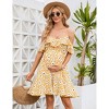 Clearlove Maternity Nursing Dress Womens Strap Ruffle Sleeve Daisy Printed A-Line Tiered Flowy Swing Dress - 2 of 4