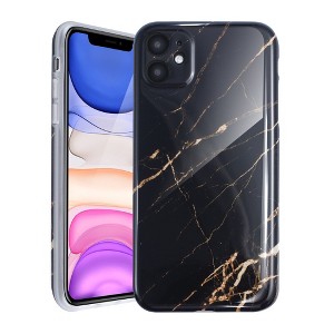 Black Glossy Marble Case For iPhone, Soft Flexible Slim TPU Gel Rubber Smooth Cover, Shockproof and Anti-Scratch by Insten - 1 of 4