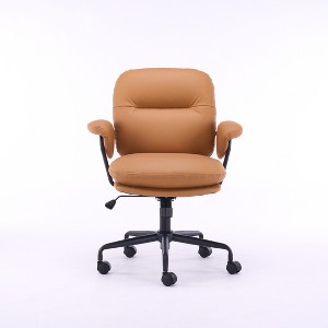 TinyHomie Ergonomic White Leather Office Chair with 360 Swivel, Adjustable Height, Reclining Backrest, Breathable Seat, Easy Assembly - 1 of 4