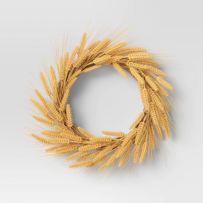 22" Faux Wheat Wreath Natural - Threshold™