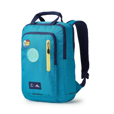 green and blue backpack