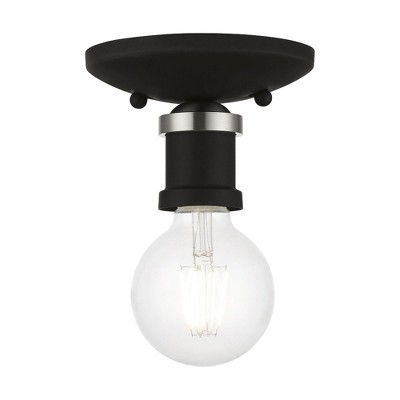 Livex Lighting Lansdale 1 - Light Flush Mount in  Black/Brushed Nickel