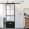 Karl Home 30 in. x 84 in. 3 Panel 3/4 Lite Clear Glass Black Finished Glass Sliding Barn Door with Hardware Kit - 3 of 4
