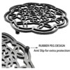 Itopfox Heavy Duty Cast Iron Trivet Set of 2, Rustproof Pot Stands with Rubber Pegs for Hot Dishes, Farmhouse Kitchen Decor - 3 of 4