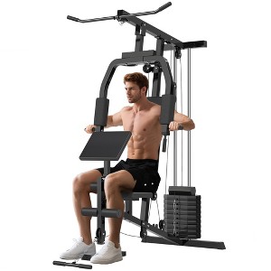Soozier Multifunction Home Gym Station w/ Pull-up Stand, Dip Station, Weight Stack Machine for Full Body Workout - 1 of 4