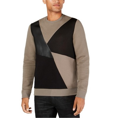 I.N.C International Concepts Mens Mixed Media Sweatshirt, Beige, Small