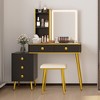 Fredees 3-in-1 Makeup Vanity: Charging Station, Stool, Sliding Mirror, 3 Lights, Storage - 3 of 4