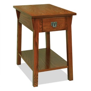 Favorite Finds Mission Chairside Table Russet Finish - Leick Home: Compact, Tiered, with Drawer & Shelf - 1 of 4