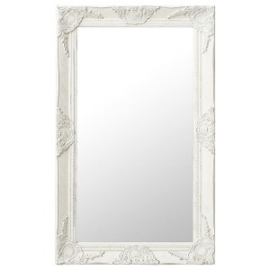 Aghana Digitals Baroque Style Rectangular Wall Mirror, 19.7x31.5in White Natural Wood with Antique - 1 of 4