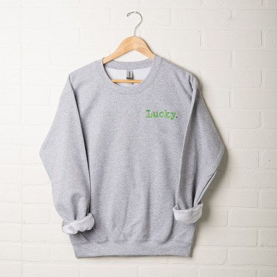 Simply Sage Market Women's Graphic Sweatshirt Embroidered Lucky Typewriter