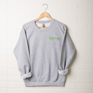 Simply Sage Market Women's Graphic Sweatshirt Embroidered Lucky Typewriter - 1 of 1