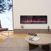 HOMCOM 60" Ultra-thin Recessed and Wall Mounted Electric Fireplace, Fireplace Heater with Adjustable Flame Effect, Crystal, Black - 2 of 4