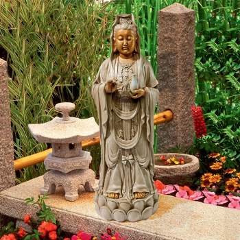 Design Toscano Goddess Guan Yin Standing on a Lotus Statue
