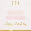 Blue Panda 50 Pack Cake Theme Happy Birthday Napkins with Gold Foil Edges (Pink 5 x 5 In) - 3 of 4