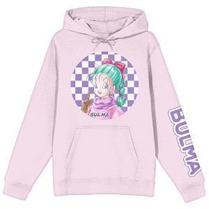 Dragon Ball Z Classic Bulma With Checkered Background Women's Pink Graphic Hoodie - 1 of 2