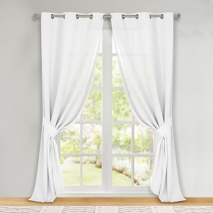 Classic Modern Solid Room Darkening Semi-Blackout Curtains, Grommets, Set of 2 by Blue Nile Mills - 1 of 4
