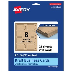 Avery Arched Business Cards, 2" x 3-1/2", Kraft Brown, 200 Total - 1 of 4