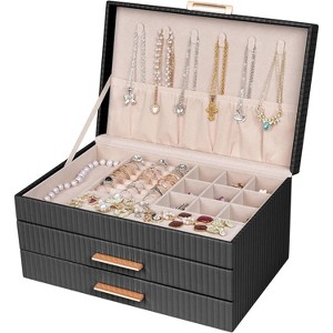 Jewelry Box Organizer with 2 Drawers, 3-Tier Large Jewelry Holder Organizer Box - 1 of 4