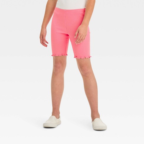 Girls Ribbed Stretch Bike Shorts Cat Jack Bright Pink Xl Target