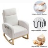 AENKYO 27.6" Modern Accent Rocking Chair, Deep Seat, High Backrest Lounge Armchair with Side Pockets for Living Room & Nursery, Ivory - 2 of 4