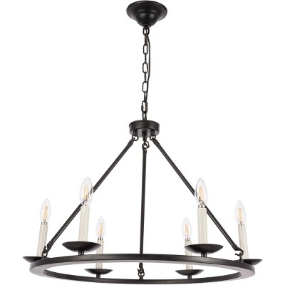 Elegant Maine 6-Light Black Metal Circular Chandelier
