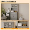 Tall Pantry Cabinet - Kitchen Storage Hutch Cabinets with Microwave Stand, Fluted Glass Doors, Drawer, Adjustable Shelves - Perfect for Dining Rooms - 4 of 4
