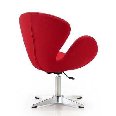 Raspberry Red Wool Swivel Accent Chair with Metal Base