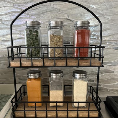 McCormick Gourmet Two Tier Chrome 16 Piece Organic Spice Rack Organizer  with Spices Included, 18.55 oz