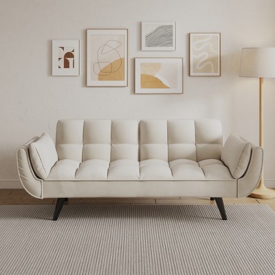 GlasFlength Morden Leisure Loveseat Sofa with Cushioned Support for Contempoary Living Room, Hall, Beige,74”*39”*29"