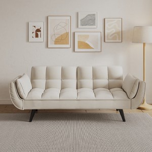 GlasFlength Morden Leisure Loveseat Sofa with Cushioned Support for Contempoary Living Room, Hall, Beige,74”*39”*29" - 1 of 4