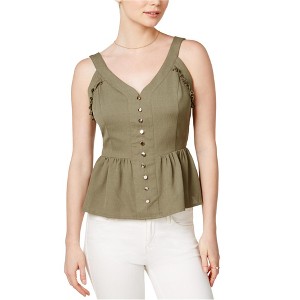 maison Jules Womens Sweetheart-Neck Peplum Sleeveless Blouse Top, burntolive, XS - 1 of 1