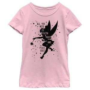 Girl's Peter Pan Tinkerbell Faith Trust and Pixie Dust T-Shirt - 1 of 4