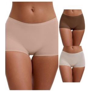 INSPIRE CHIC Women's High Waist Seamless Boyshorts Elastic Waistband Ice Silk Breathable Shorts 3 Packs - 1 of 4