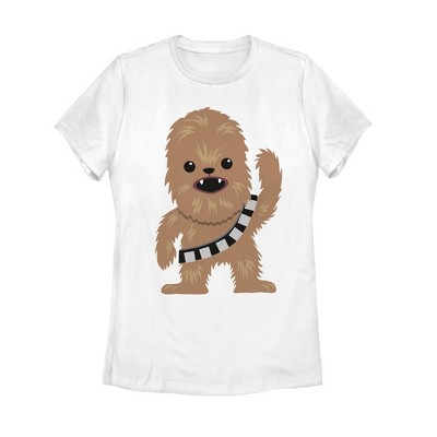 Women's Star Wars Cute Chewbacca Cartoon T-Shirt - White - X Large