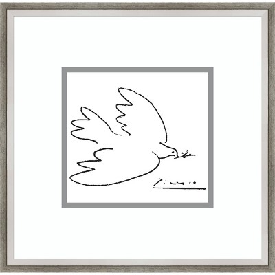16" x 16" Dove of Peace by Pablo Picasso Framed Wall Art Print - Amanti Art
