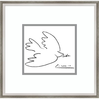 16" x 16" Dove of Peace by Pablo Picasso Framed Wall Art Print Gray - Amanti Art: Modern Decor, Lithograph Replica