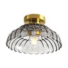 Rennnsan Sydney 11.8 in. 1-Light Modern Gold Dome Semi-Flush Mount Light with Textured Smoky Gray Glass - 3 of 4