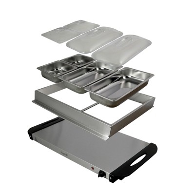 MegaChef Stainless Steel Buffet Server with 3 Sectional Trays