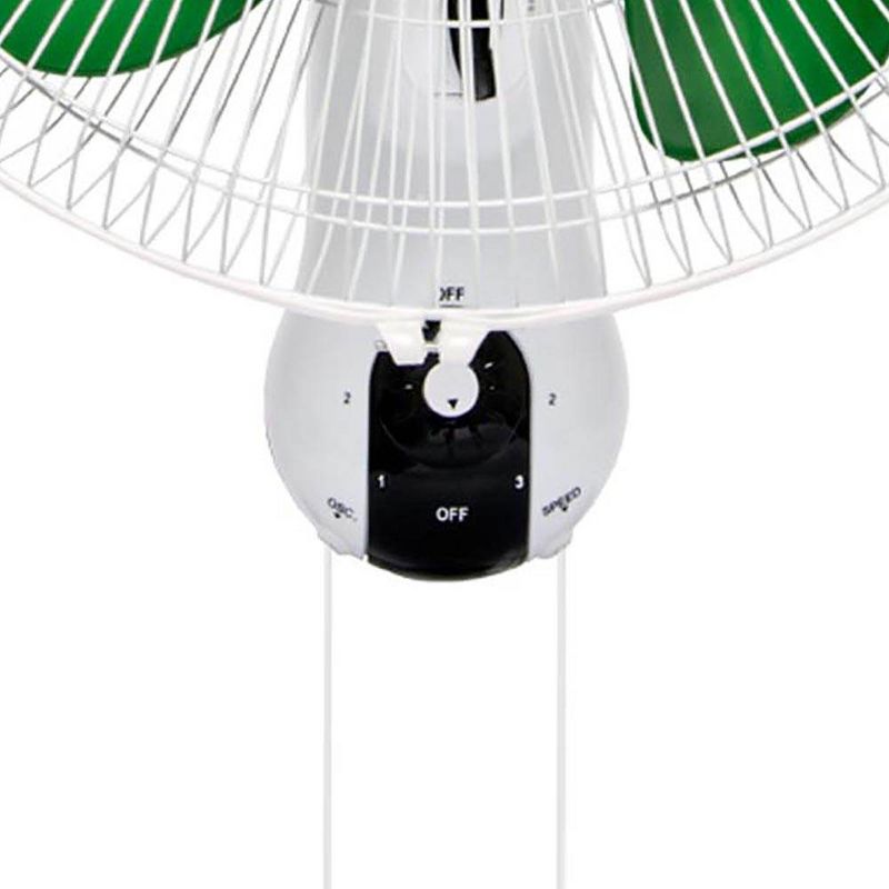 Active Air ACF16 16 inch 3-Speed Wall-Mountable 90-Degree Oscillating Hydroponic Grow Fan with Spring-Loaded Plastic Clip, White/Green, 5 of 7