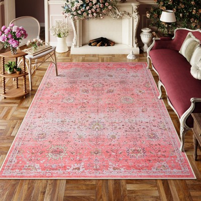 Lahome Vintage Full Coverage Classic Short Pile Velvet Rectangular Indoor Area Rug