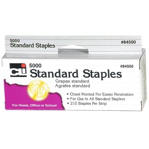 Charles Leonard Staples, Standard 26/6 Size, Chisel Pointed Carbon Steel, Silver, 5000/Box (Case of 20) - 1 of 1