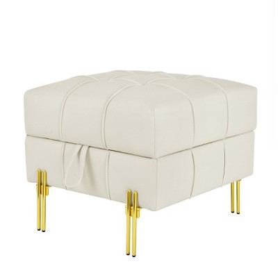 NicBex Storage Ottoman Bench for Bedroom,Leather Storage Bench with Golden Stainless Steel Legs,Ottoman for Living Room,Bedroom,Entryway