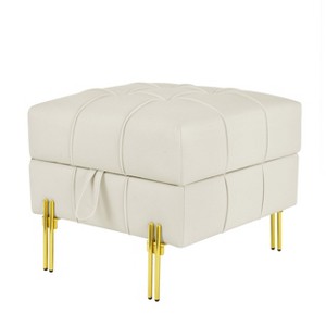 NicBex Storage Ottoman Bench for Bedroom,Leather Storage Bench with Golden Stainless Steel Legs,Ottoman for Living Room,Bedroom,Entryway - 1 of 4