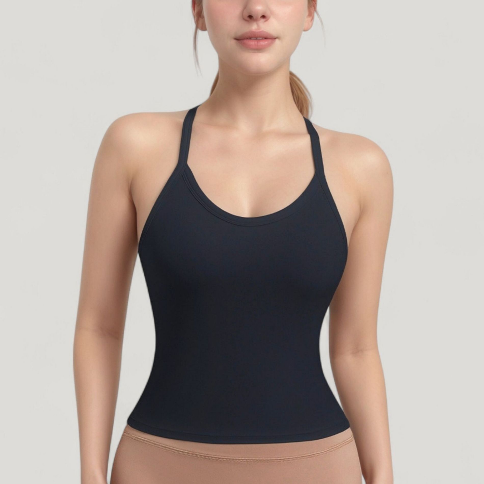 Anna-Kaci Active Women's Strappy Crisscross Back Athletic Tank Top with Built-In Shelf Bra
