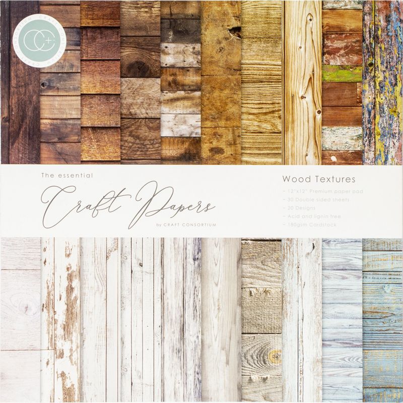 Craft Consortium Double-Sided Paper Pad 12"X12" 30/Pkg-Wood Textures, 20 Designs, 1 of 3