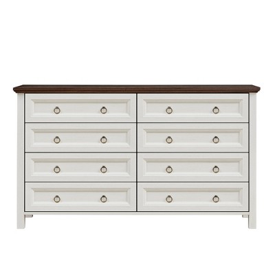 Angel Sar 8-Drawer Rustic Farmhouse Dresser Chest, Wood Storage Cabinet & TV Stand for Bedroom or Living Room