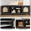 59" TV Stand for Living Room,  TV Console Cabinet with Rattan Door and Adjustable Shelves, Boho Entertainment Center,  with 2-Tier Open Storage - 3 of 4