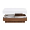 Square 360° Rotating Coffee Table With Three Detachable Tray,2-Tier Wood Center Table,Coffee Table With Storage For Living Room-Cuddlewood - 3 of 4
