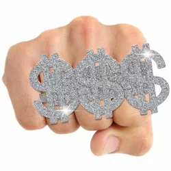 Skeleteen Dollar Sign Costume Ring - Silver