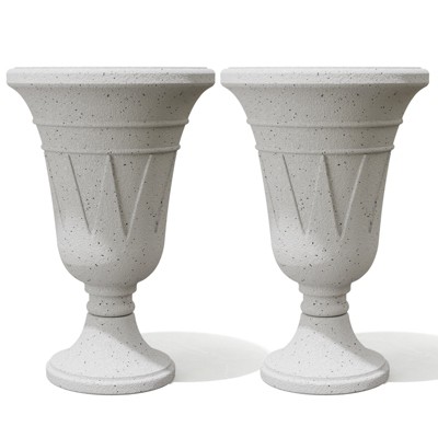 NAYSAYE Planter Trophy Flower Pot Set of 2 Stylish Resilient HDPE Material for Modern Indoor Outdoor Garden Spaces, 15.75"*15.75"*23.62"